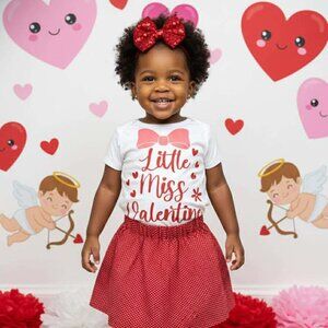 Girl's Handmade Red Hearts Valentine's Day Outfits